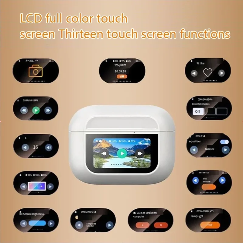 ZENX new LED touchscreen a9pro wireless Bt headphone TWS earphones visible active noise cancellation sport earphone
