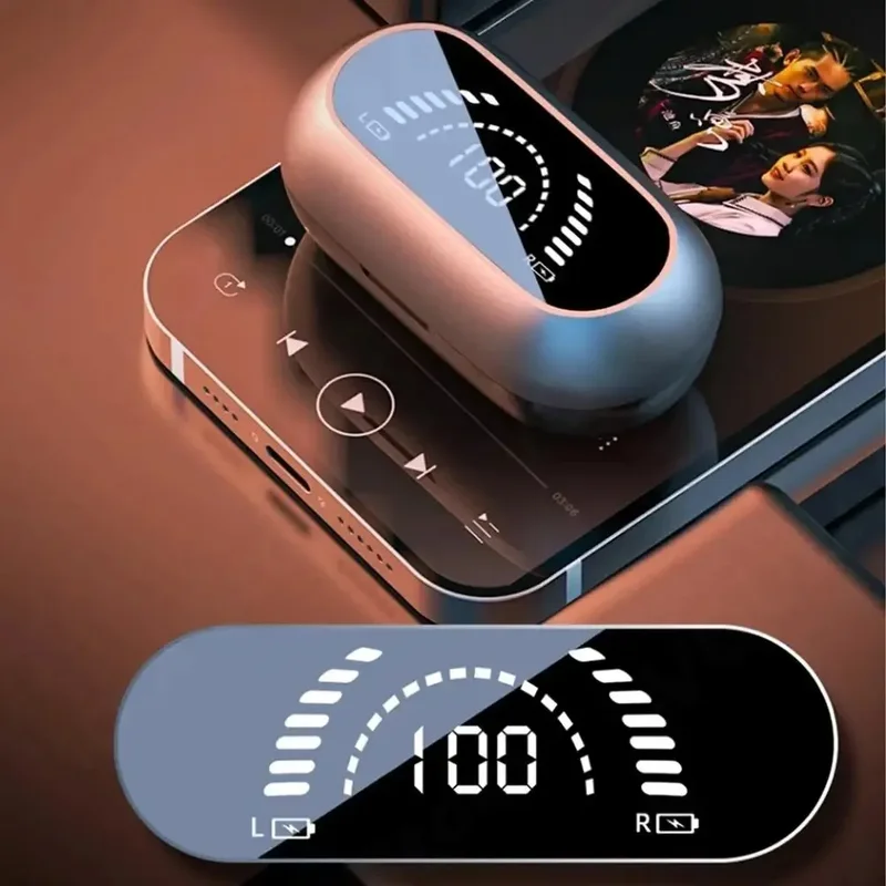 Sunfler TWS Wireless Headphones Bt 5.2 Bone Conduction Earphones Earclip Design Touch Control LED In Ear Earbuds Sports Headsets