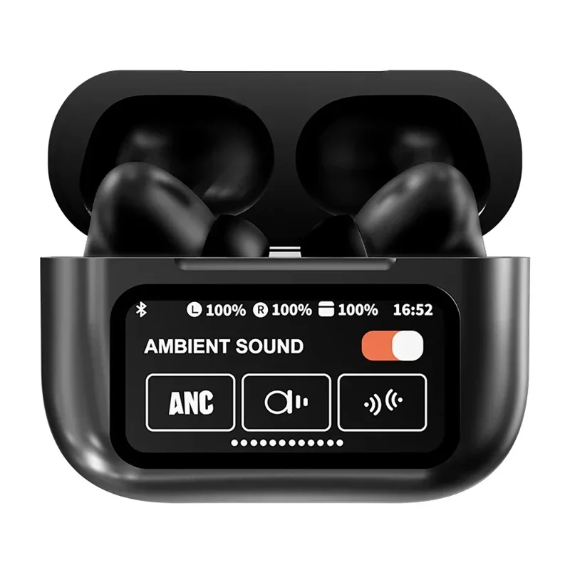 ZENX new LED touchscreen a9pro wireless Bt headphone TWS earphones visible active noise cancellation sport earphone