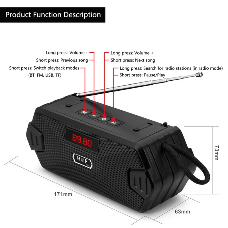ZENX Portable Wireless Speaker Bt-compatible Outdoor USB Speakers With FM Radio Receiver AUX TF MP3 Loudspeaker For Phone PC