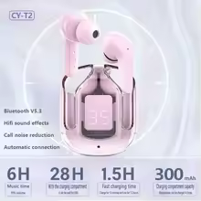 T2 Tws Wireless Bt Headset Transparent Headphones ENC Power Digital Display Stereo Sound Earphones for All Smartphones