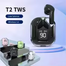 T2 Tws Wireless Bt Headset Transparent Headphones ENC Power Digital Display Stereo Sound Earphones for All Smartphones