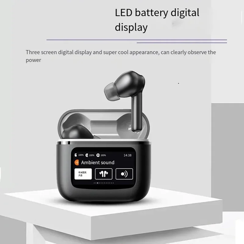 ZENX new LED touchscreen a9pro wireless Bluetooth headphone TWS earphones visible active noise cancellation sport earphone